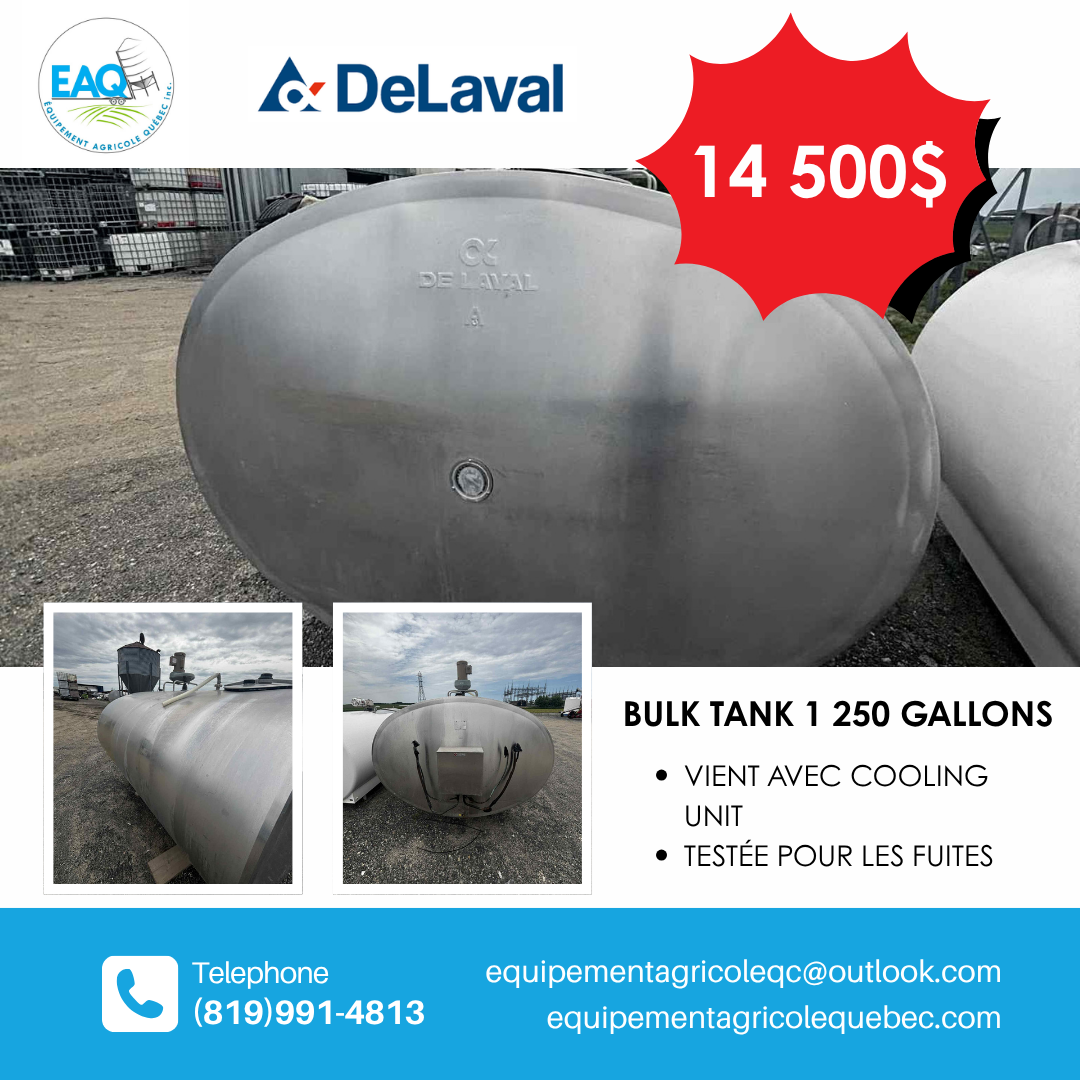 DELAVAL BULK TANK 1 250 GALLONS